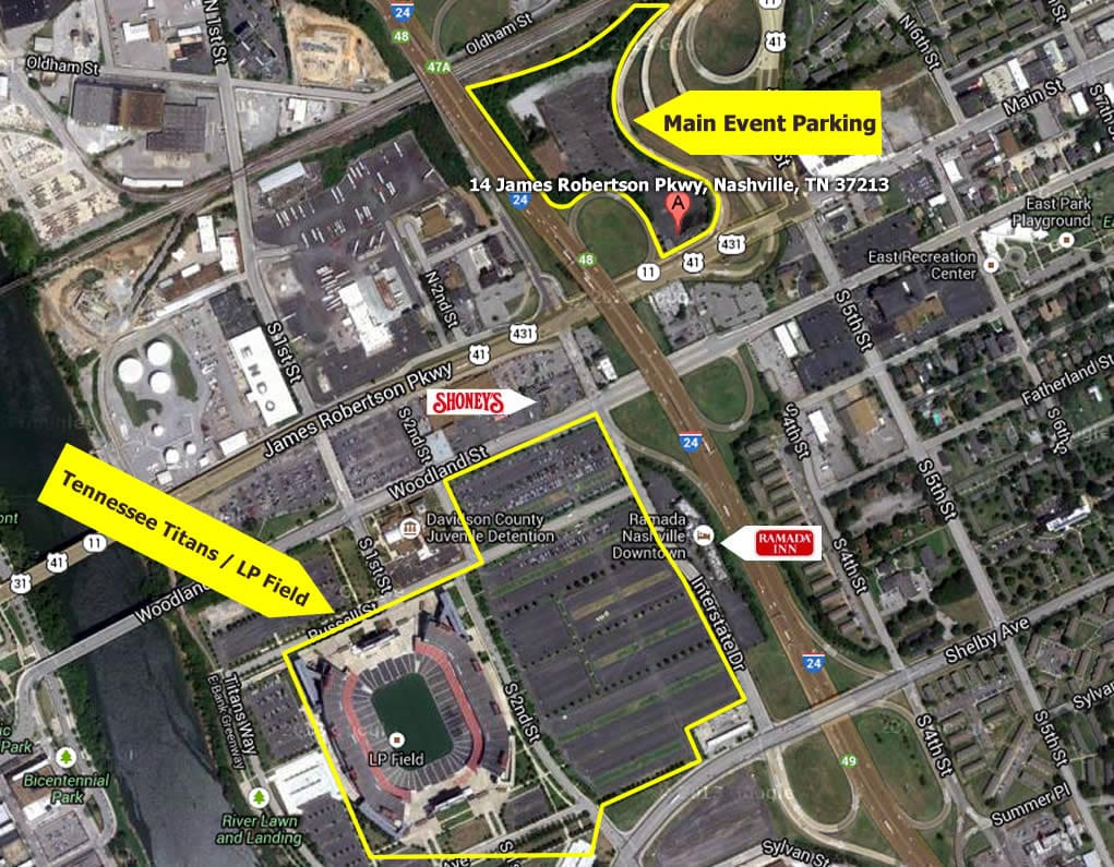 Titans Parking Lot Map Main Event Sky View   Main Event Parking for Nissan Stadium